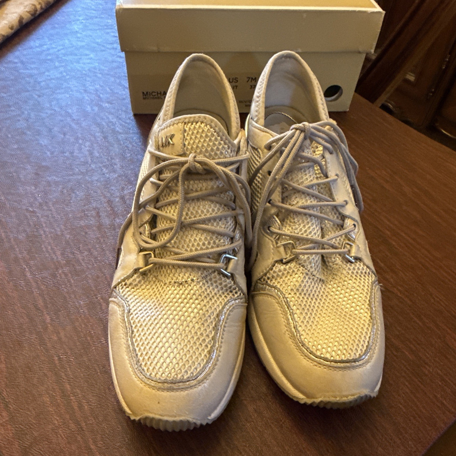 Michael Kors Shoes Liv Trainer Metallic Sparkle Air Mesh Woman, Size 7, Nice!