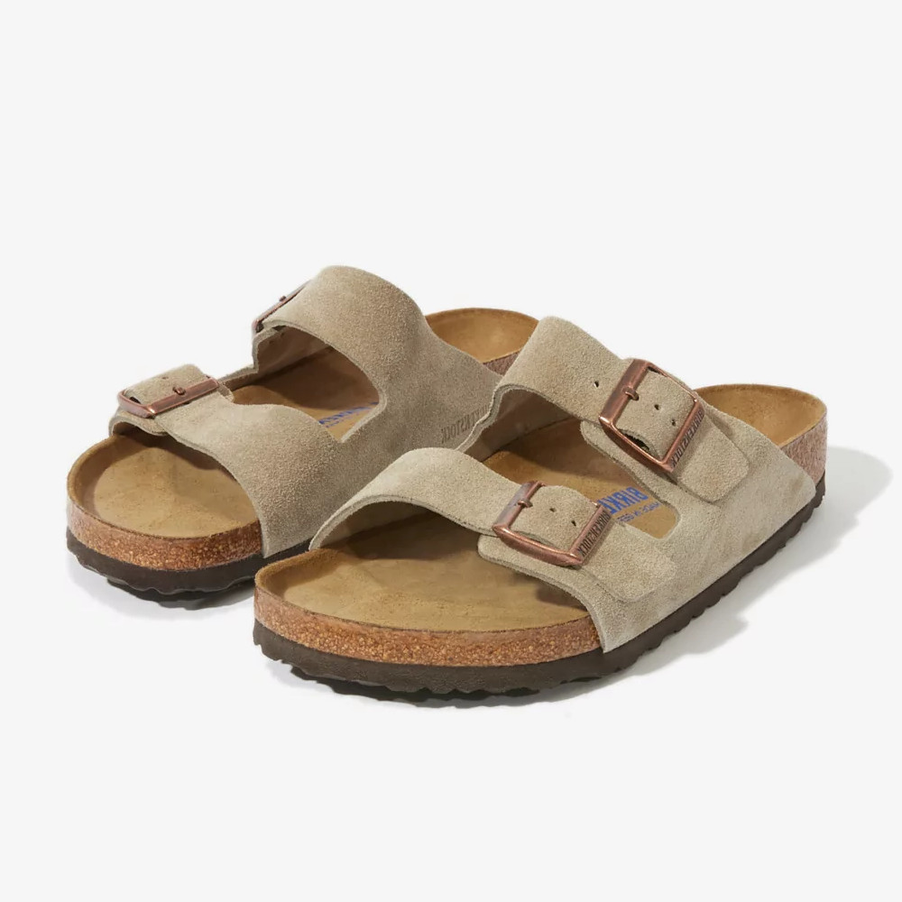 Birkenstock Arizona Suede Taupe Soft Footbed Sandals Men’s Shoes Regular/Wide