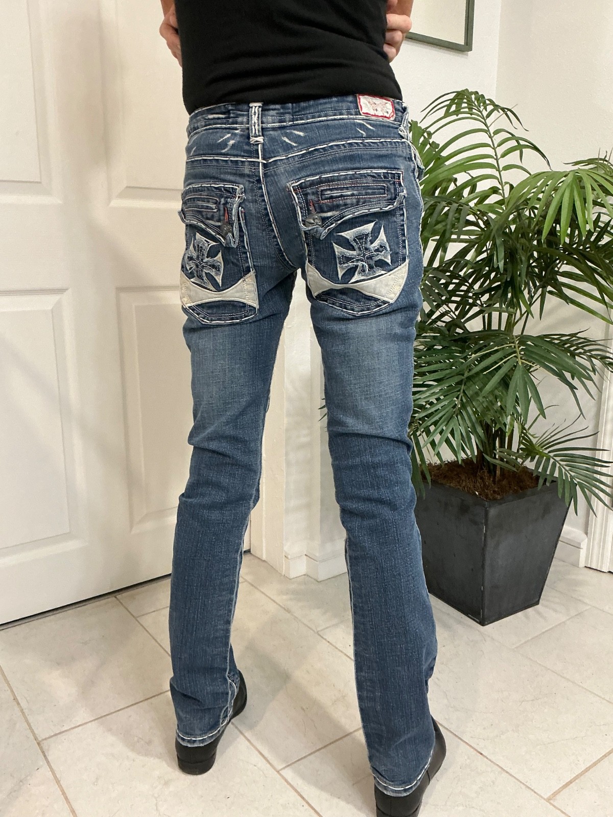 Women’s Laguna Beach Jeans MD2021P Boot Cut Embroidered Thick Stitch 29×32