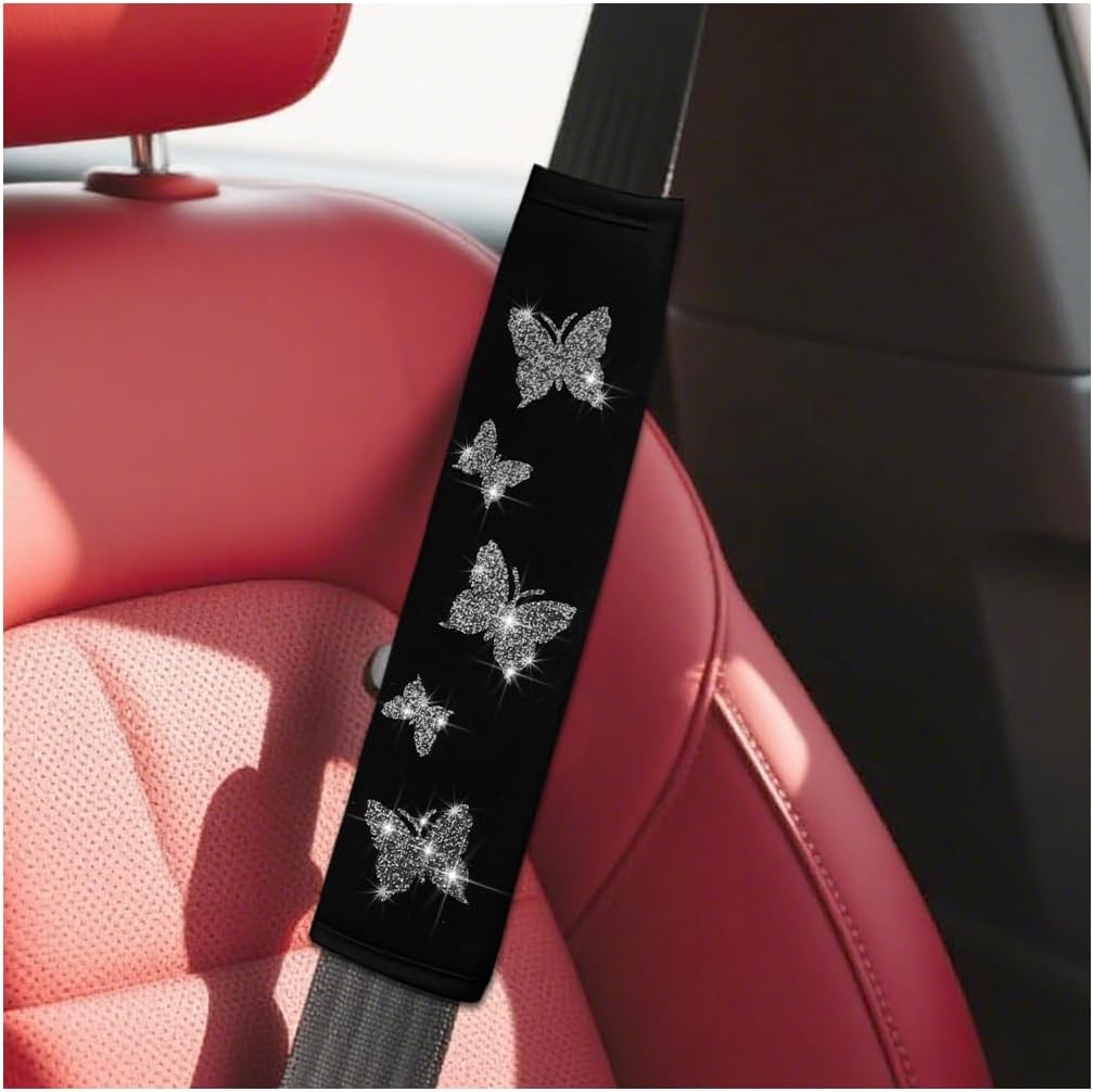 2PCS Car Seat Belt Covers, Polyester Fiber Vehicle Seatbelt Cushio Color: Gray