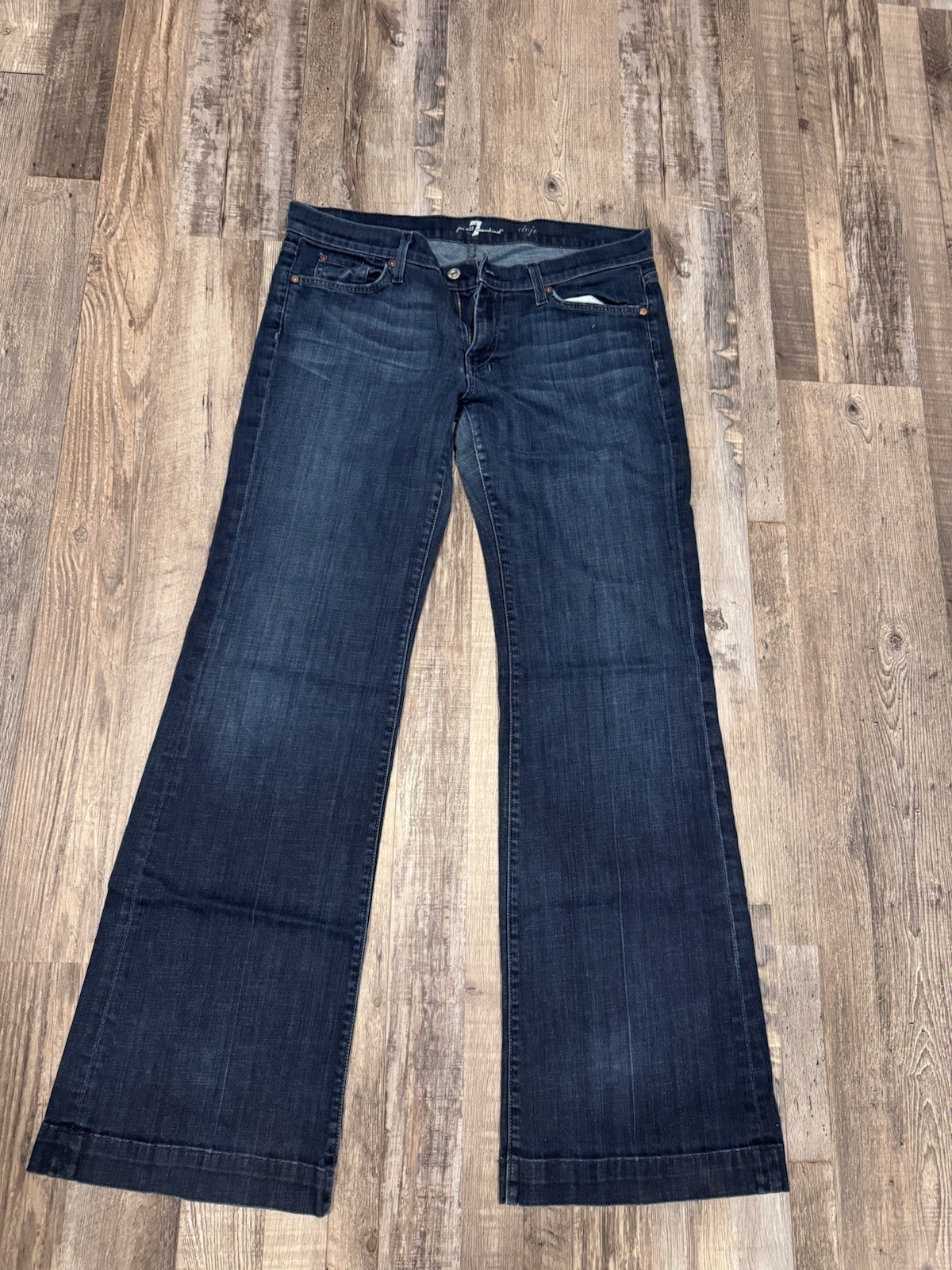 7 For All Mankind Women’s DOJO Dark Wash TROUSER Jeans 32×33.5