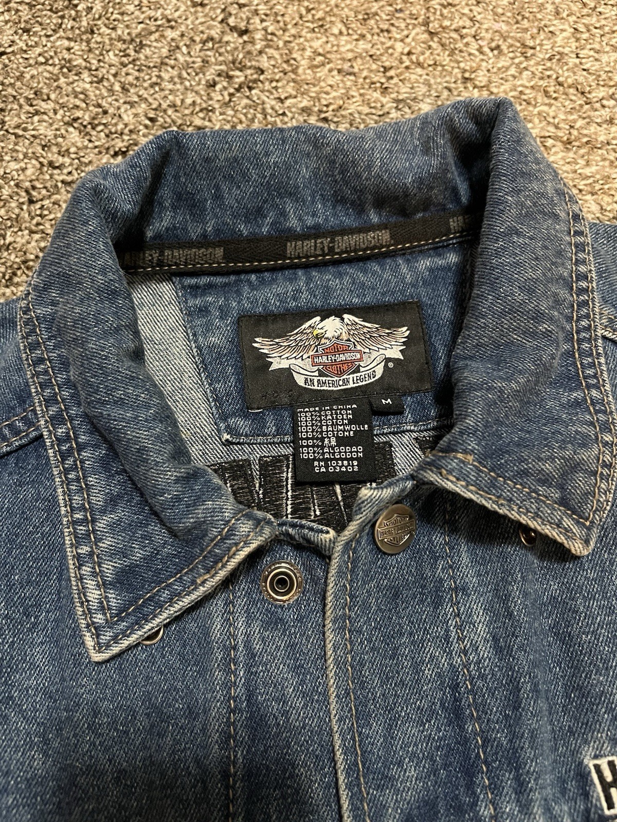 Vintage Harley Davidson Jacket Mens Med Denim 1903-2008 105th Anniversary Coat