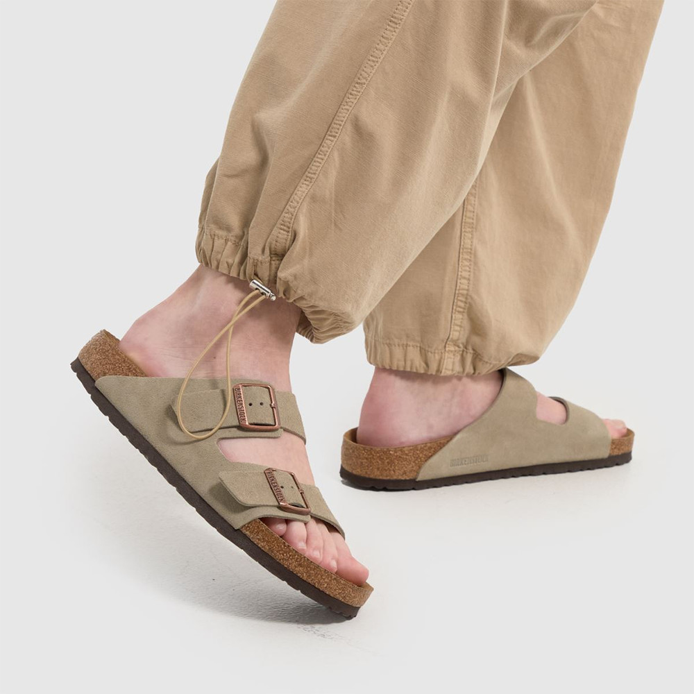 Birkenstock Arizona Suede Taupe Soft Footbed Sandals Men’s Shoes Regular/Wide