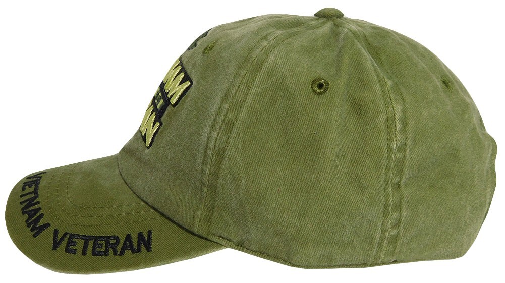 Vietnam Veteran Hat / Washed OD Green Baseball Cap OFFICIALLY LICENSED