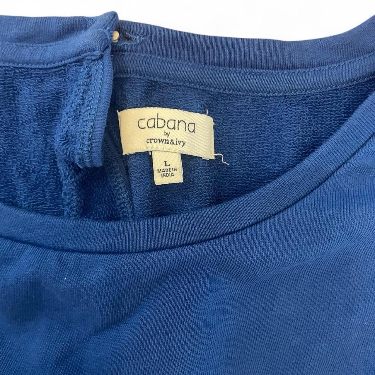 Crown & Ivy Cabana Blue Romper with open back Size Large