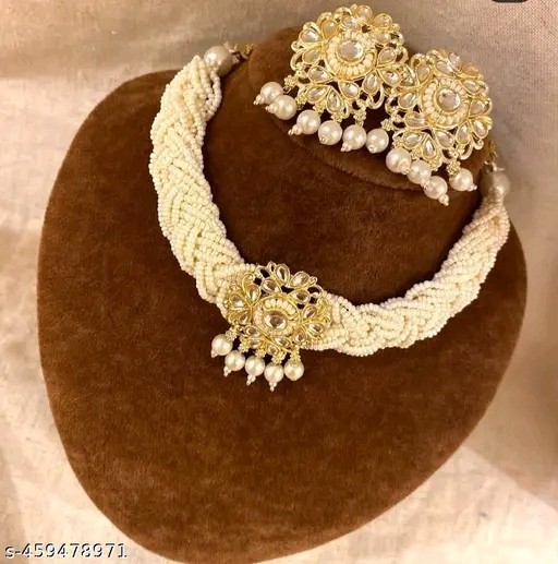 Indian Bollywood Gold Plated Kundan Choker Bridal Necklace Earrings Jewelry Set