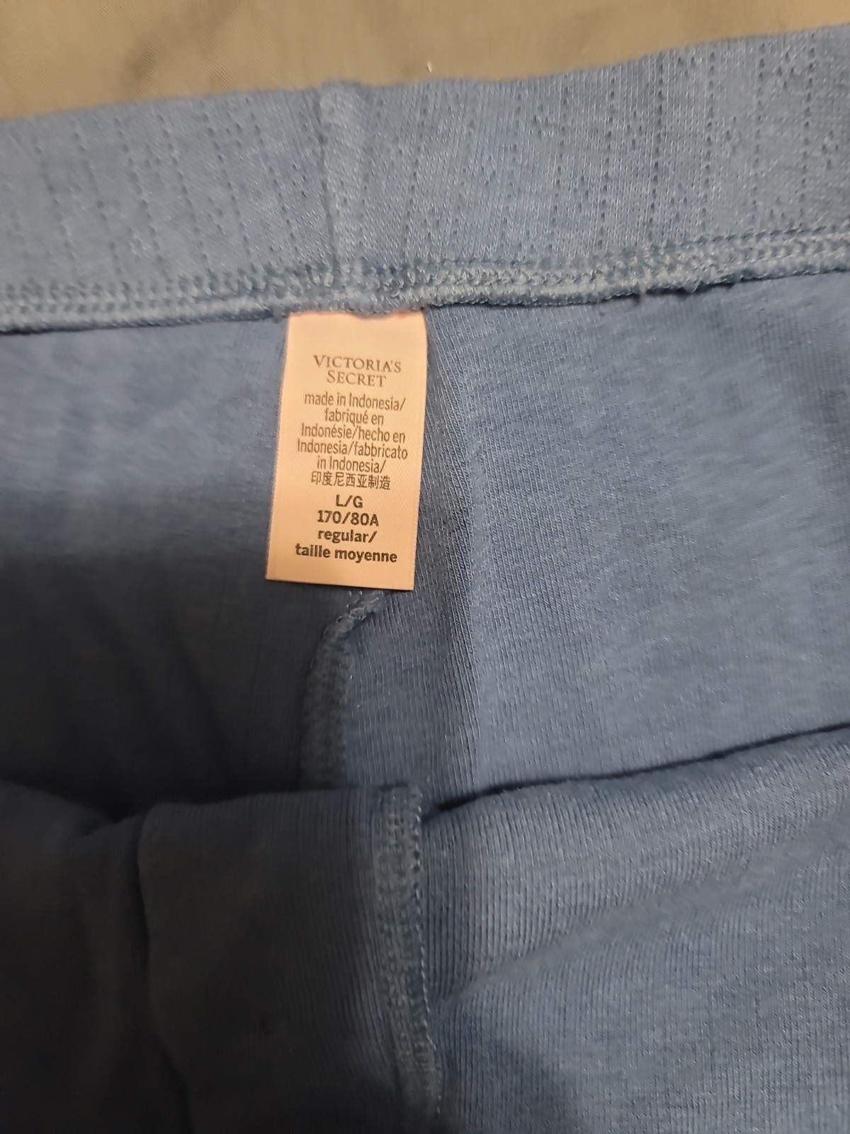 Victoria’s Secret Pajamas Sz Large Tank Top & Wide Leg Pants Blue Pointelle Knit