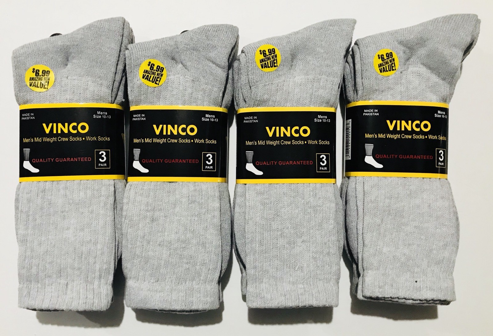 3-6-12 Pairs Men’s Crew Socks Grey Cotton Sports Work Athletic Socks size 9-13