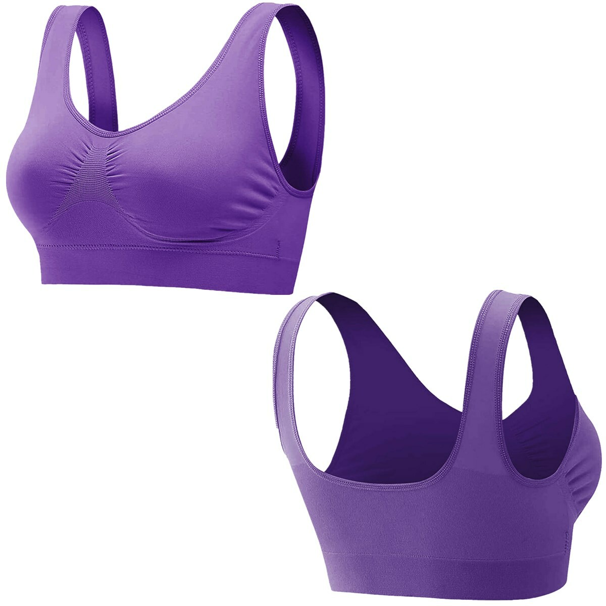 3Pack Sport Bras Seamless Wire Free Weight Support Tank Sports Yoga Sleep Bra US