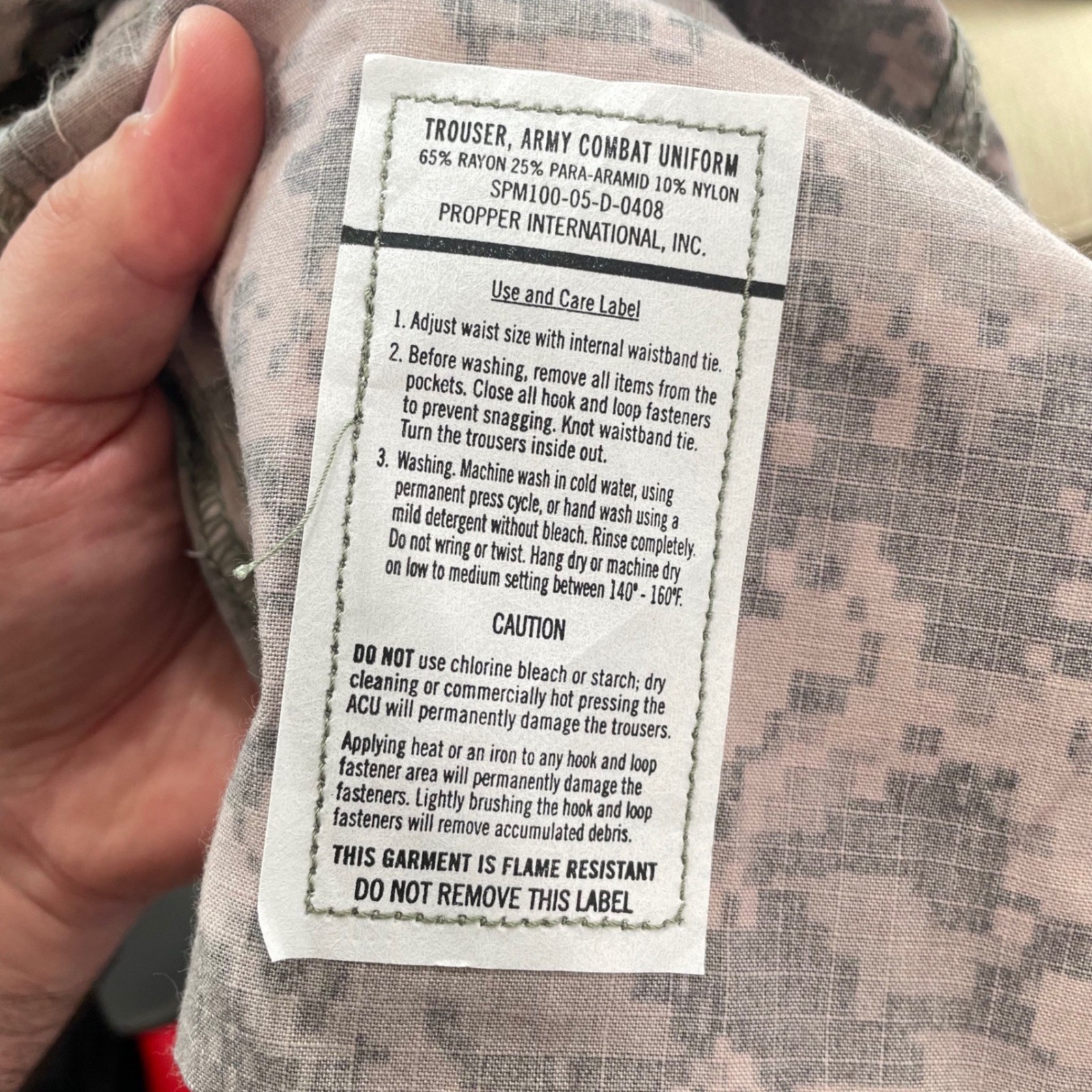 Propper US Army Combat Uniform ACU Digital Camo Cargo Pants Large Long FR NEW