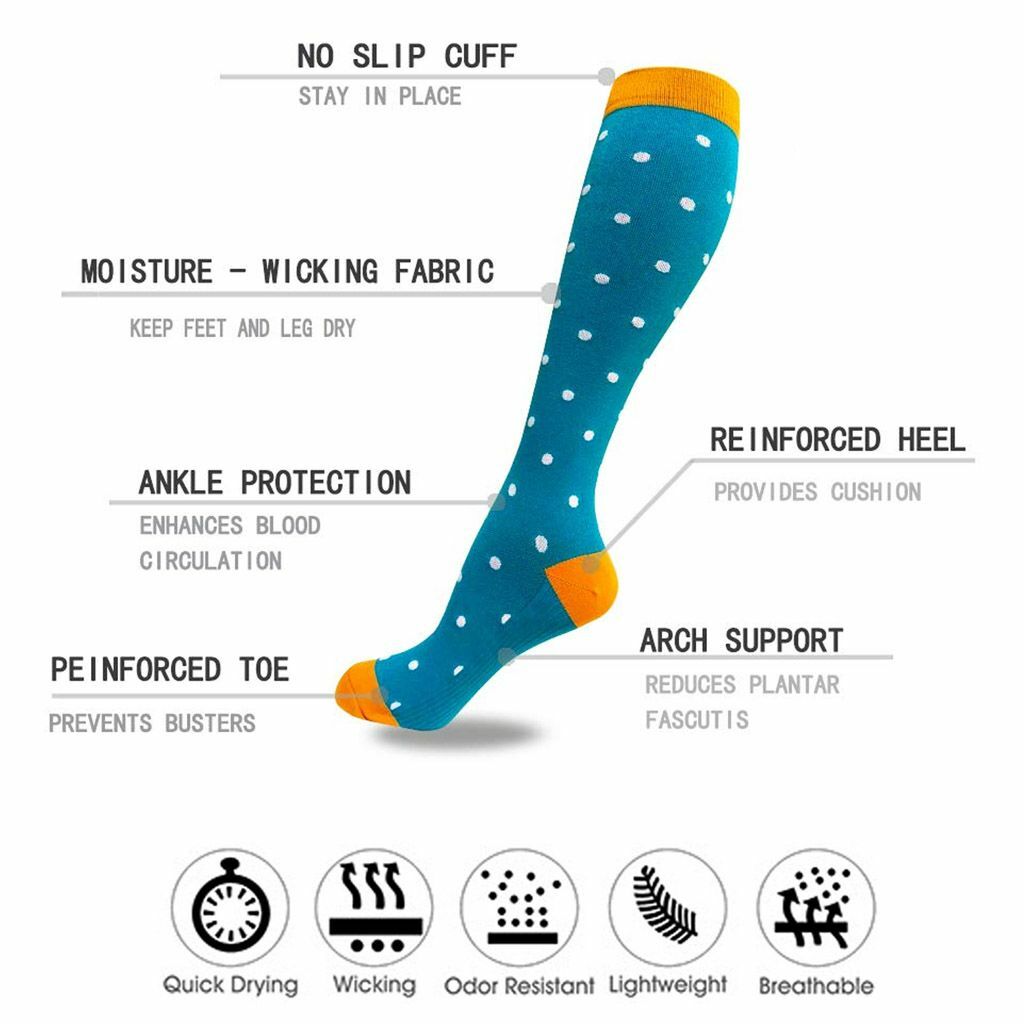 New 3pairs Copper Infused Compression Socks 20-30mmHg Graduated Mens Womens S-XL