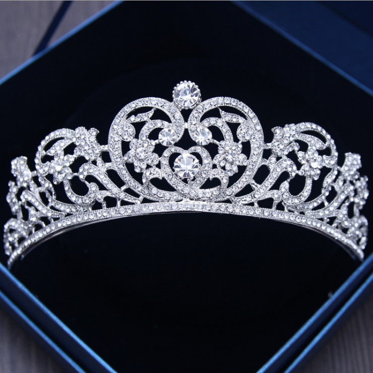 6cm Tall Heart Crystal Crown Wedding Bridal Queen Princess Prom Tiara For Women
