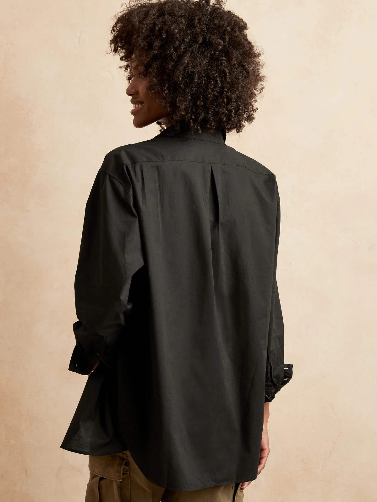 Banana Republic $75 Oversized Long Sleeve Black 100% Cotton Shirt Size M NWT