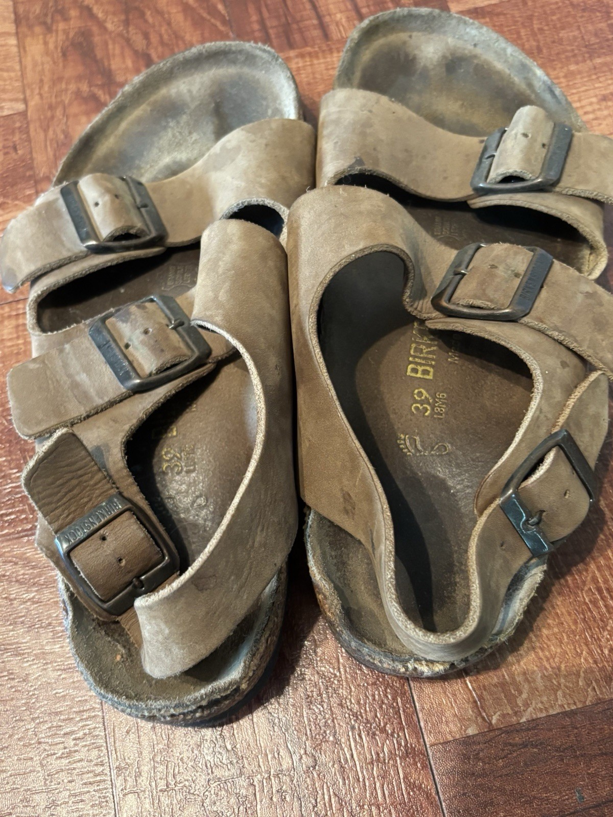 BIRKENSTOCK MILANO Brown Tan Suede Leather Sandals Size 39 W 8 / M 6