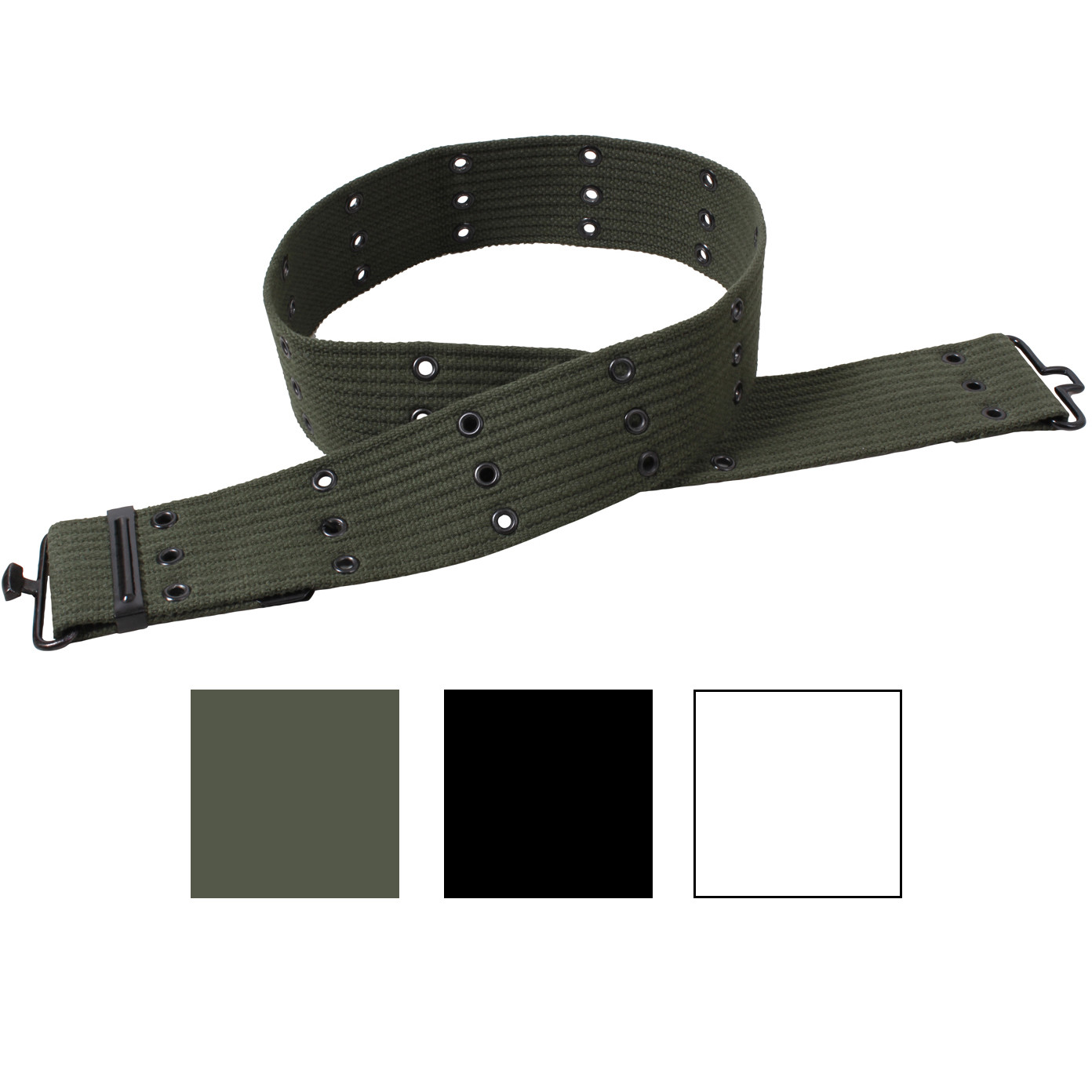 Military Pistol Belt Cotton Canvas 42″ Tactical Army Infantry Grommet Adjustable