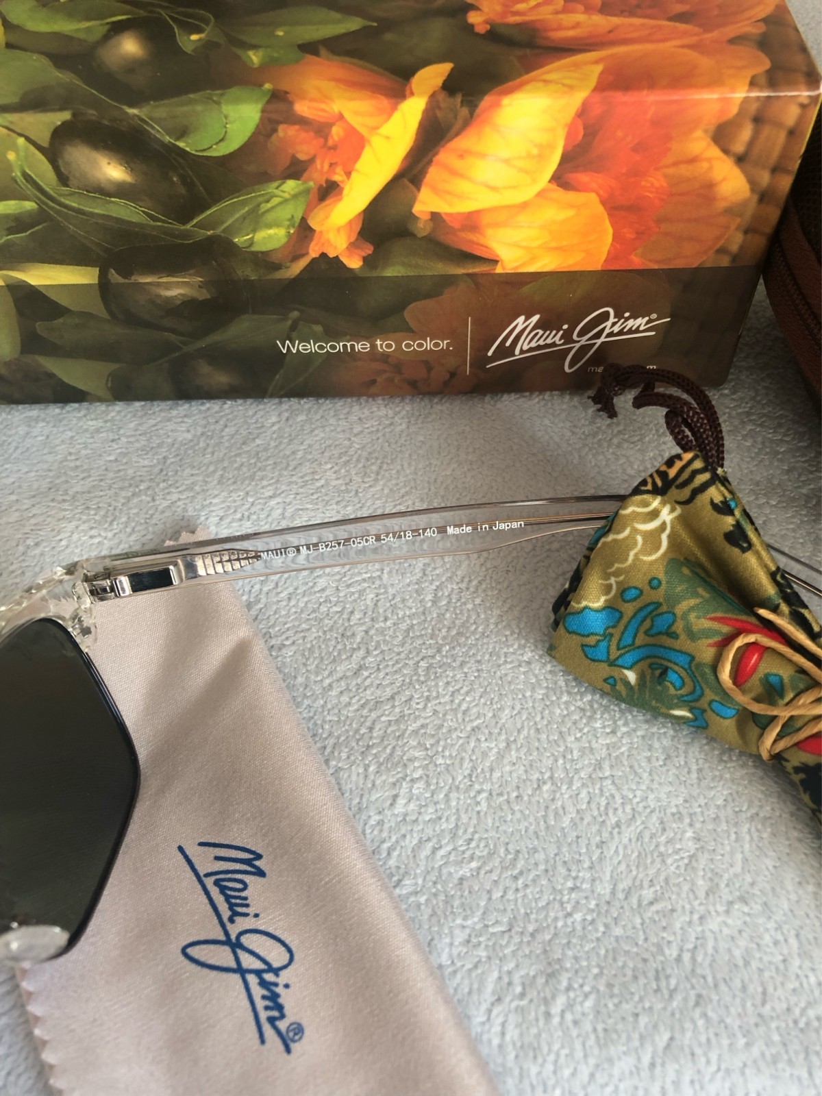 Maui Jim Kawika B257-05CR Square Sunglasses Clear Frame Blue Plastic Lens