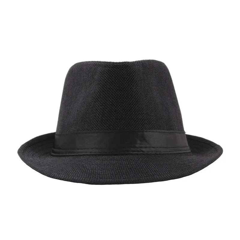 Men Women Straw Fedora Hat Trilby Cuban Sun Cap Panama Short Brim Floral Summer