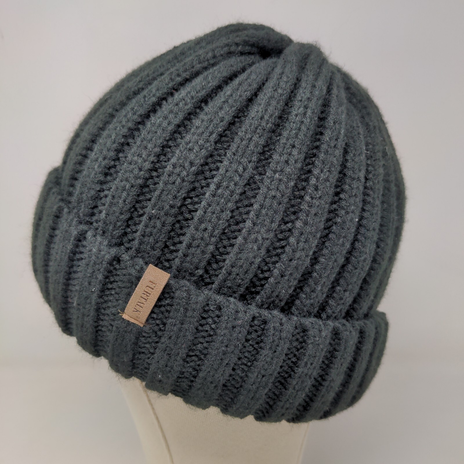 Furtalk Men’s Knit Beanie Ski Cap Hat Black Polyester Spandex Blend