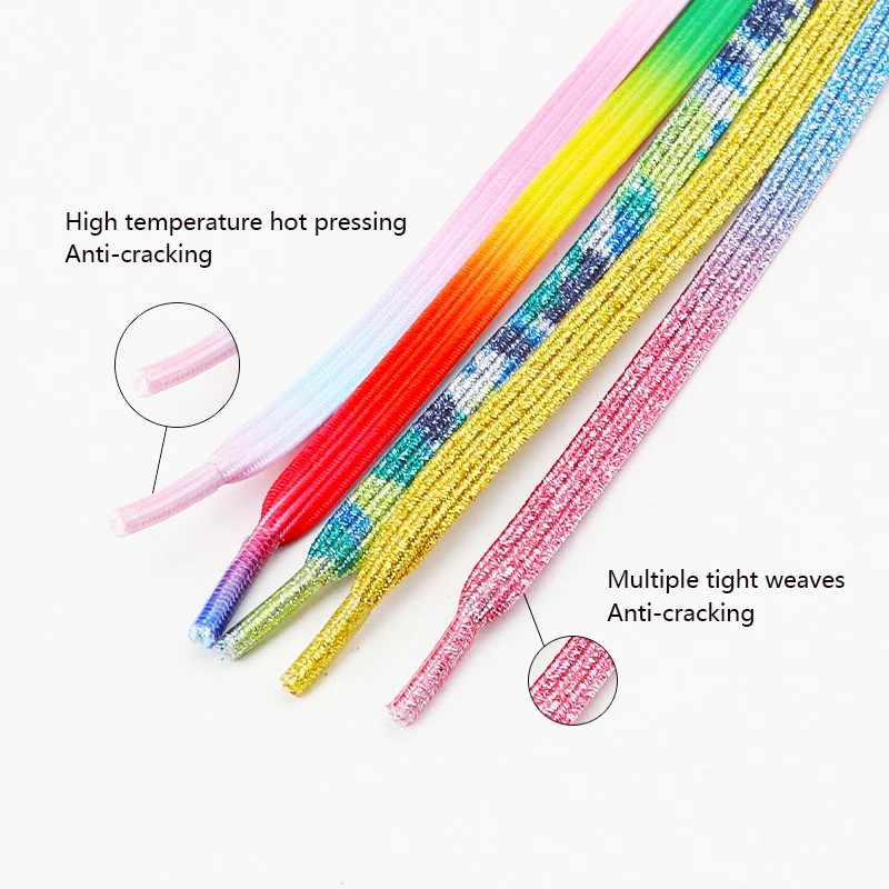 1Pair Colorful Shoelaces Without ties Kids Adult 0.7cm Flat Shoelace for Shoes E