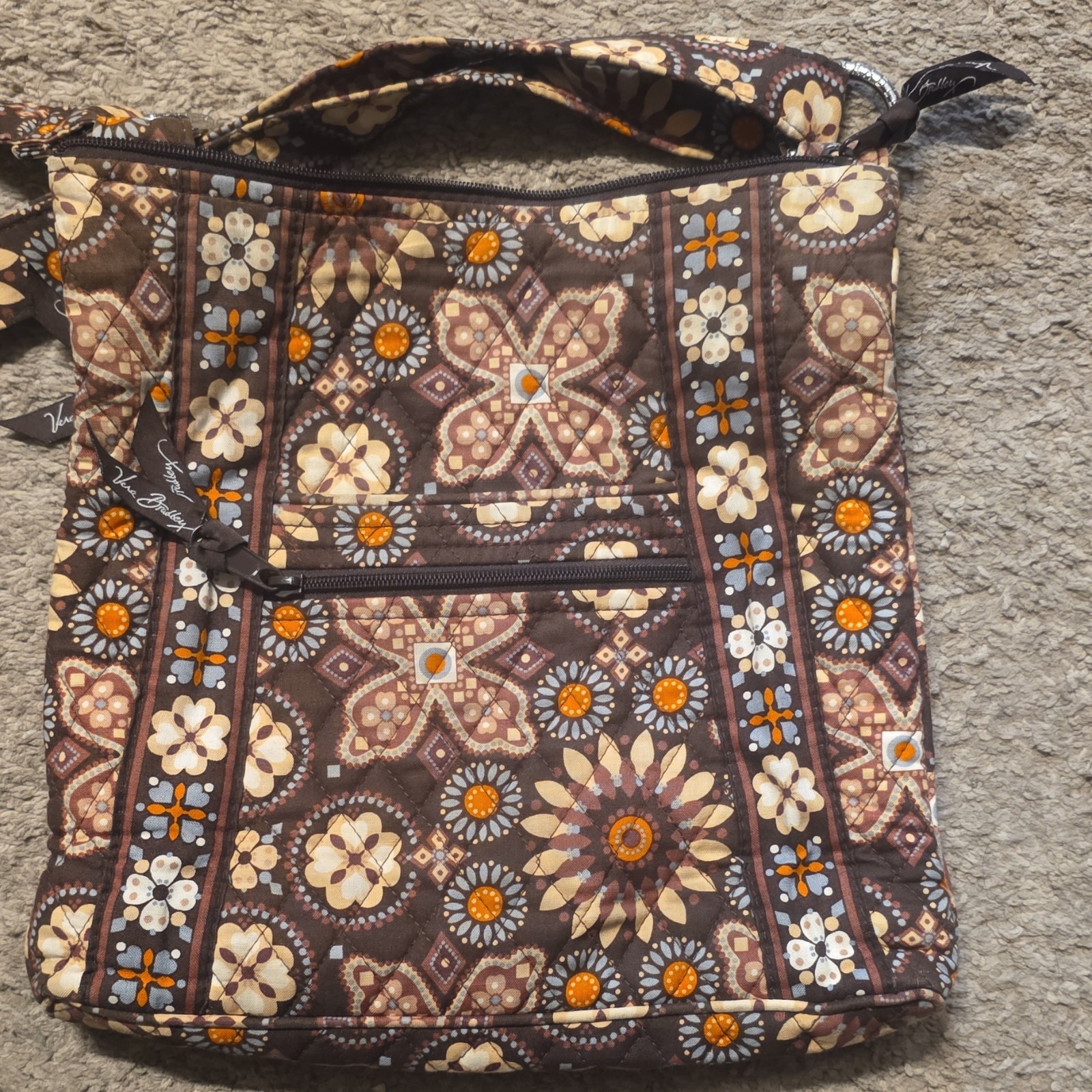 Vera Bradley Floral Quilted Zip Crossbody Bag, Adjustable Detachable Strap