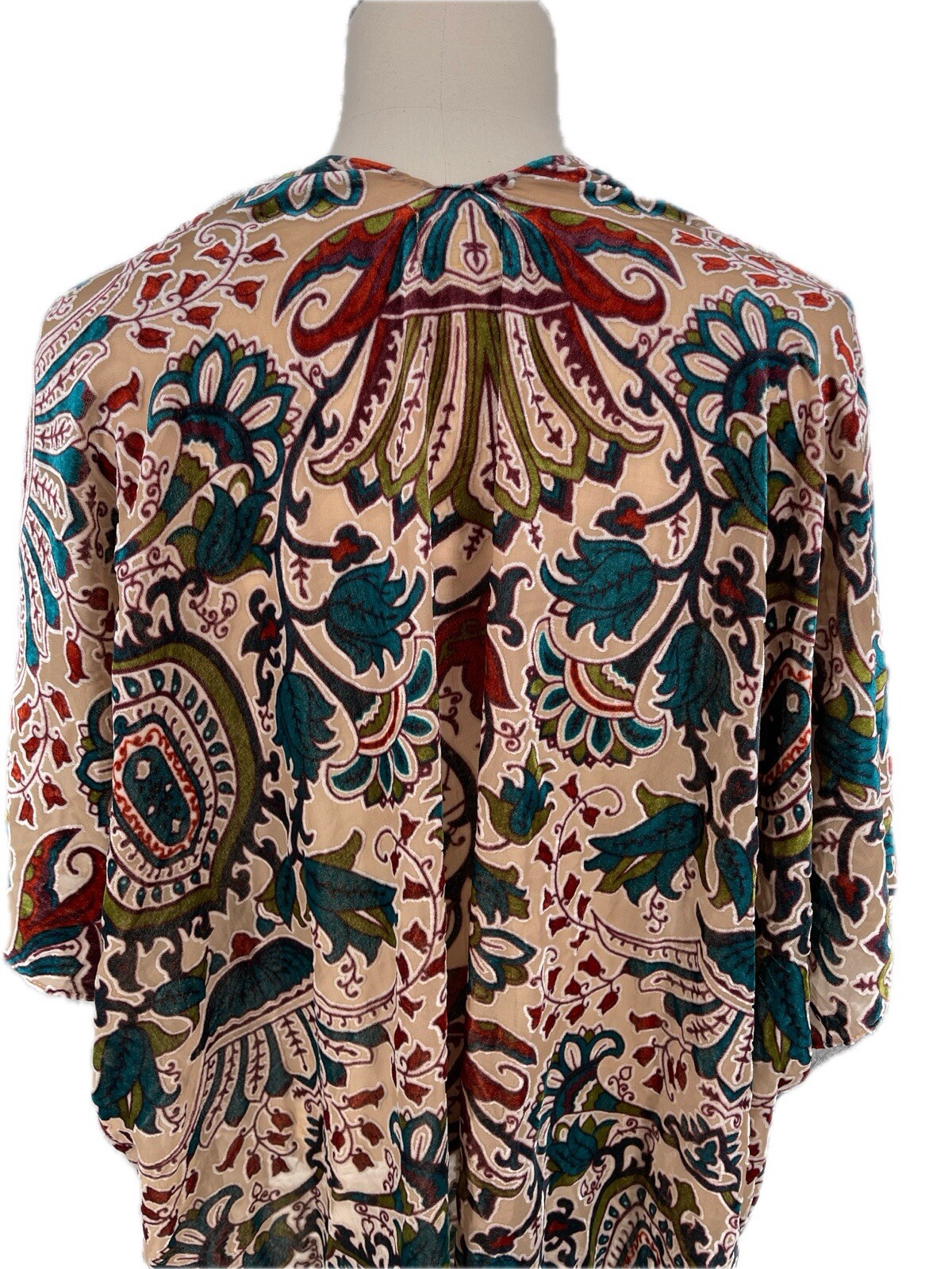 Sterling & Stitch Womens Jewel Tone Paisley Velvet Burnout Kimono Boho OS