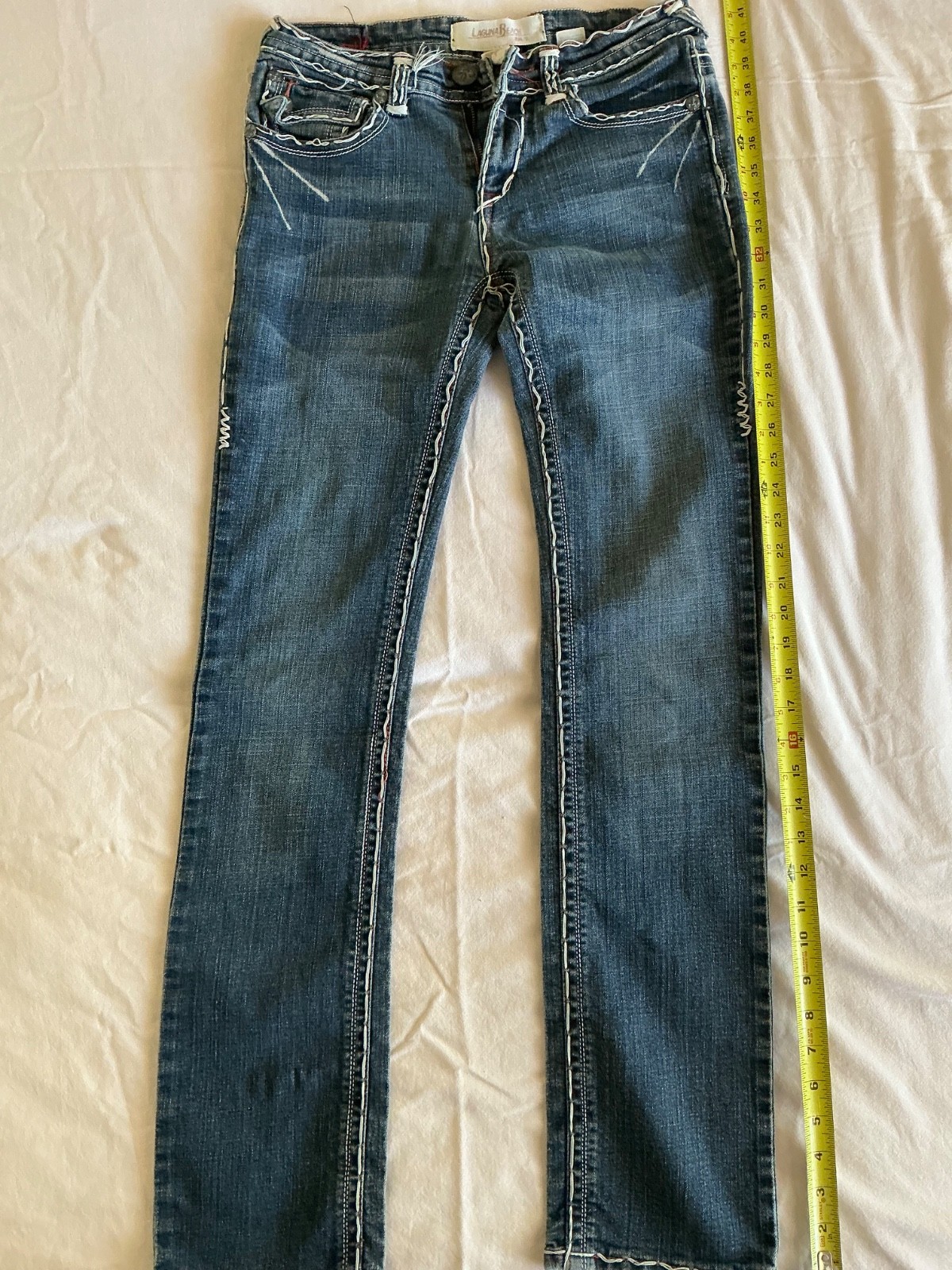 Women’s Laguna Beach Jeans MD2021P Boot Cut Embroidered Thick Stitch 29×32