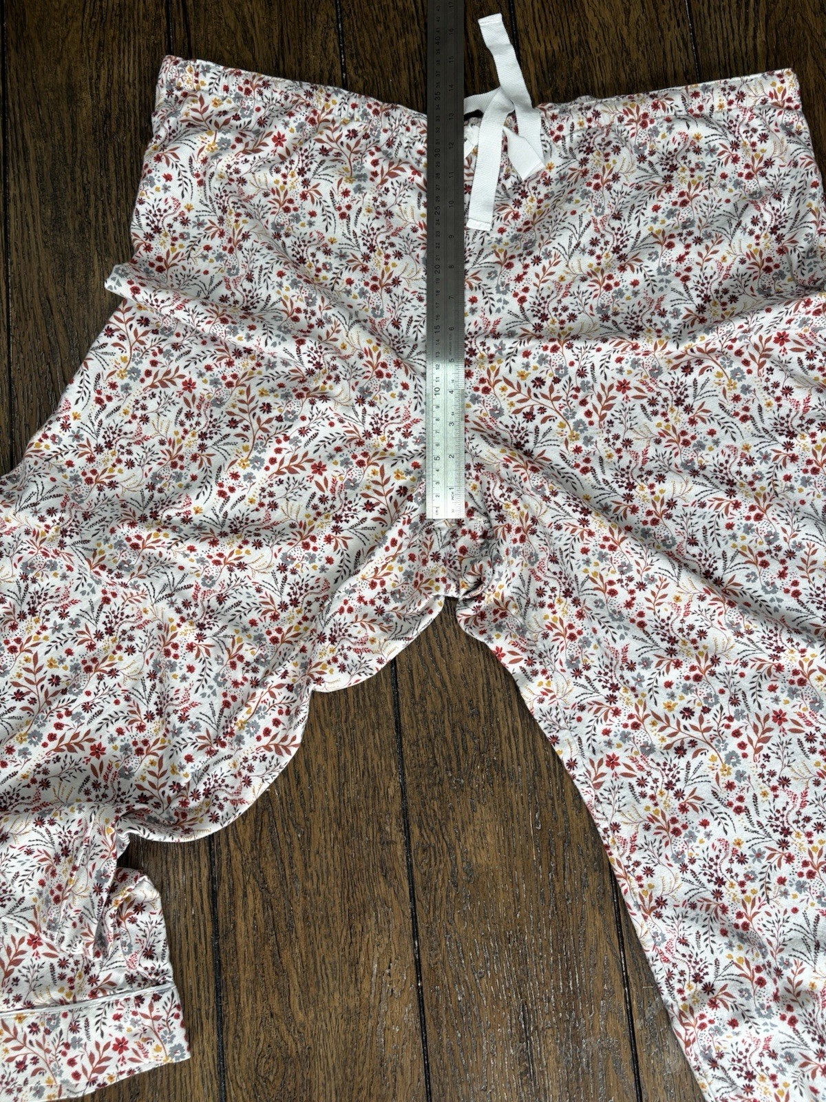 LOFT Sleep Floral Twill Lounge Pajama Pants Sz XXL White Multicolor Drawstring