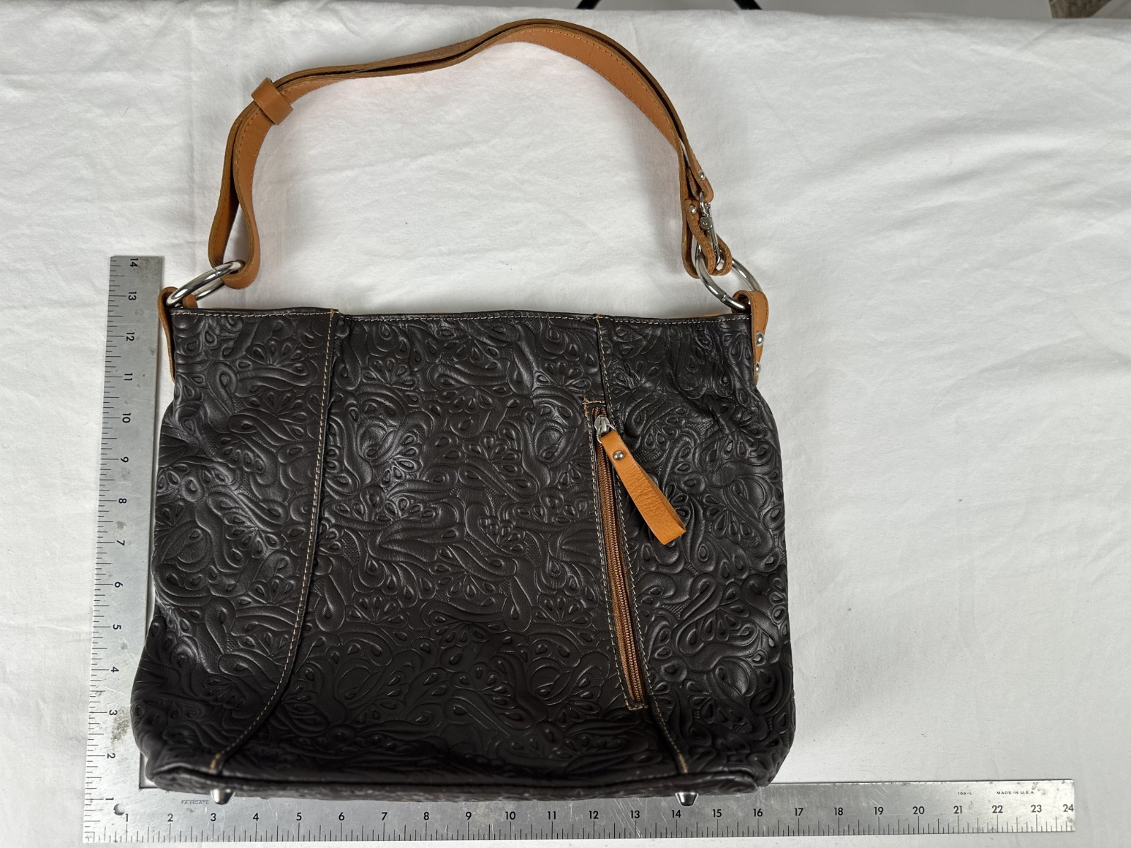 Made in Italy Brown Leather Shoulder Bag Distressed Leather Large Tote Purse
