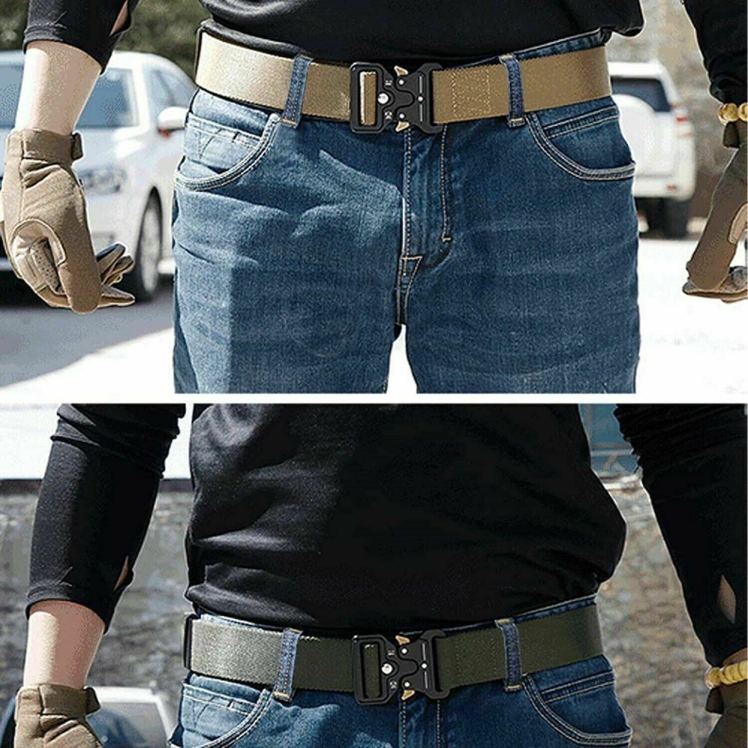 MEN Casual Military Tactical Army Adjustable Quick Release Belts Pants Waistband
