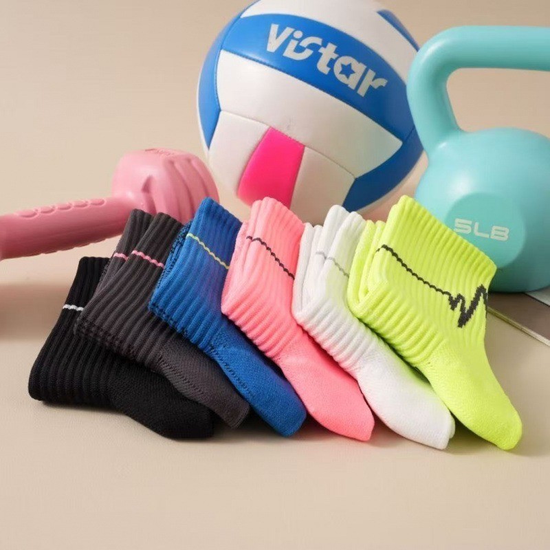5Pairs Running Compression Socks for Men Crew Socks with Cushion Sport socks