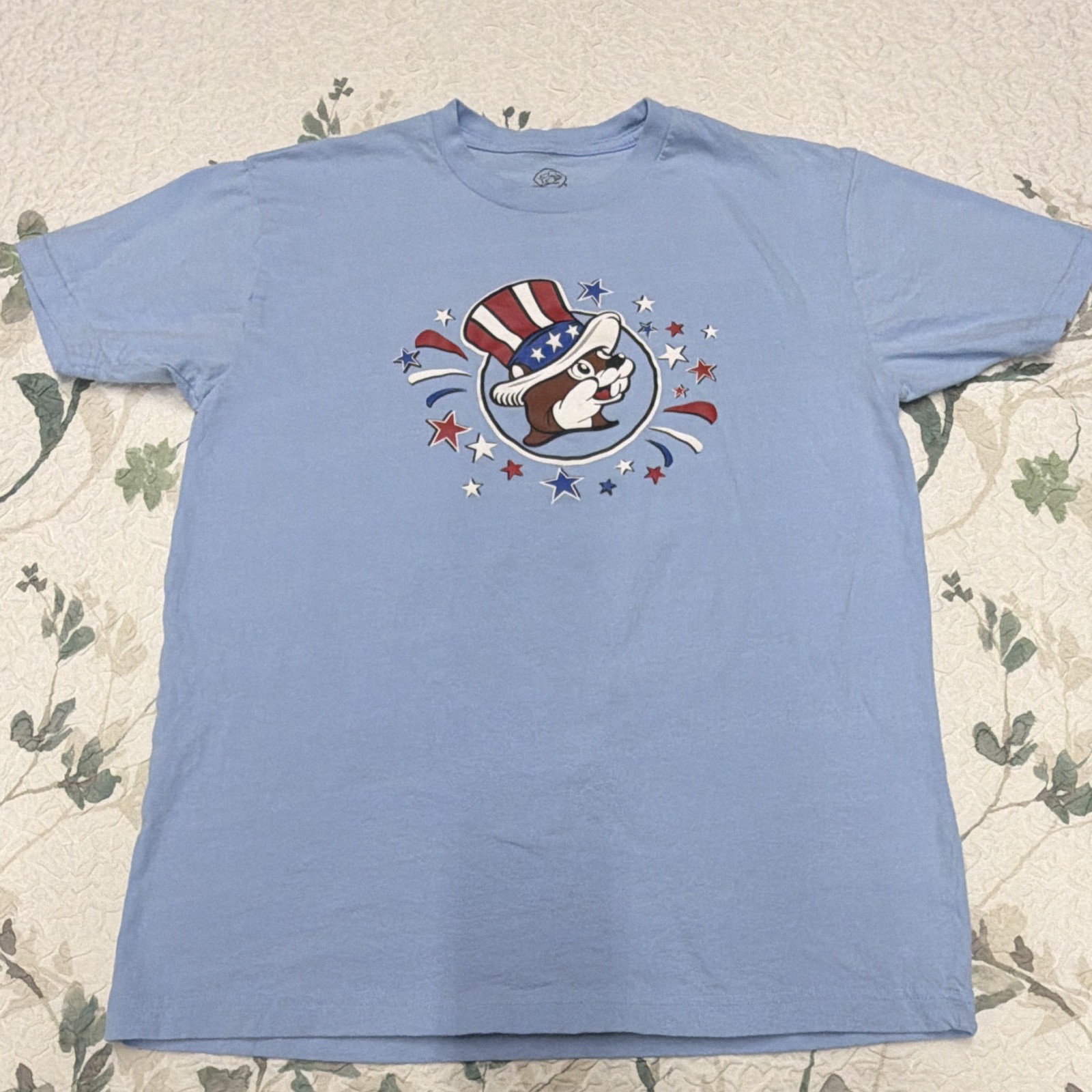 Buc-ee’s Sweet Land of Liberty adult Small Blue 2-Sided Crew Neck Cotton Tee