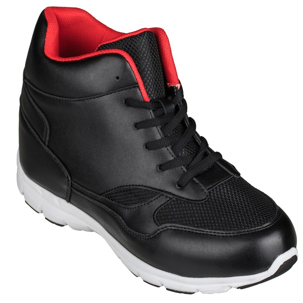 CALTO G3332 – 4 Inches Elevator Height Increase Black & Red Fashion Sneakers
