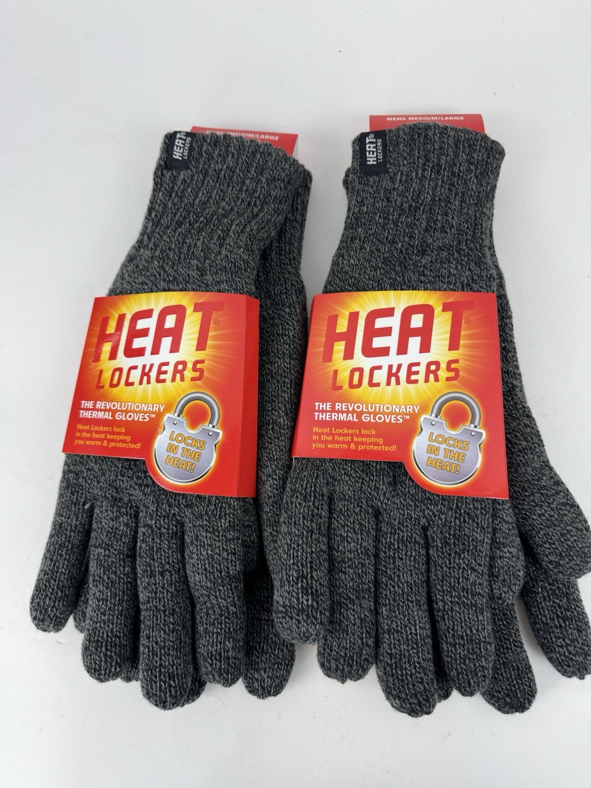 Men’s M/L Heat Lockers Insulating Gloves Thermal Insulated Gloves 2 Pairs Grey