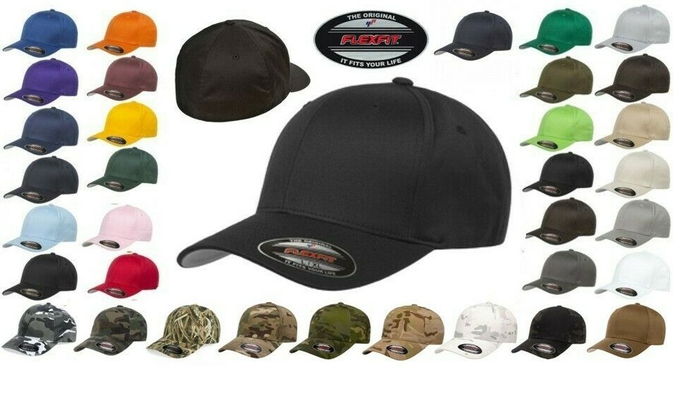 FLEXFIT Original Twill Fitted CLASSIC Hat Plain Blank 6-Panel Cap S/M L/XL