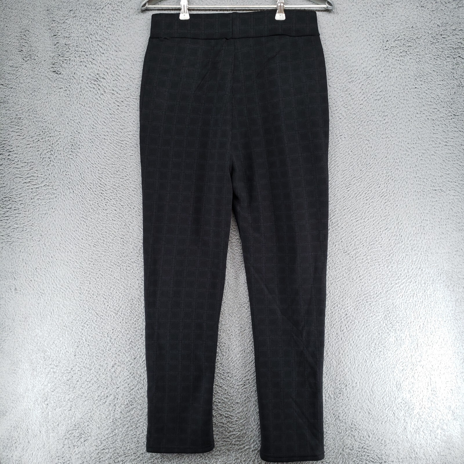 Dark Plaid Womens 4 Polyester Spandex Blend Dress Pants Gray