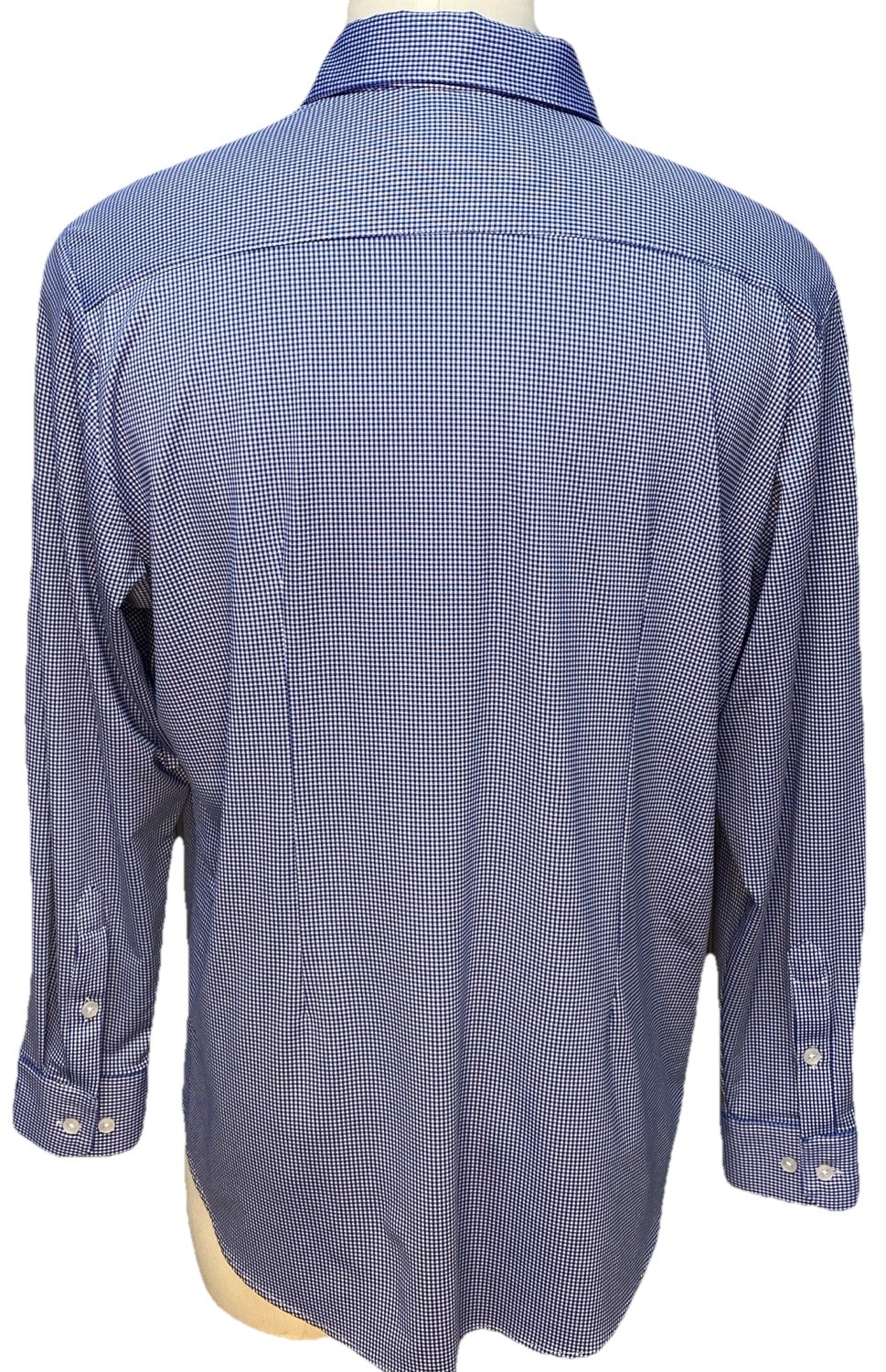 Mizzen+Main Men’s Spinnaker Shirt Blue Gingham Standard Stretch Embroidered XL
