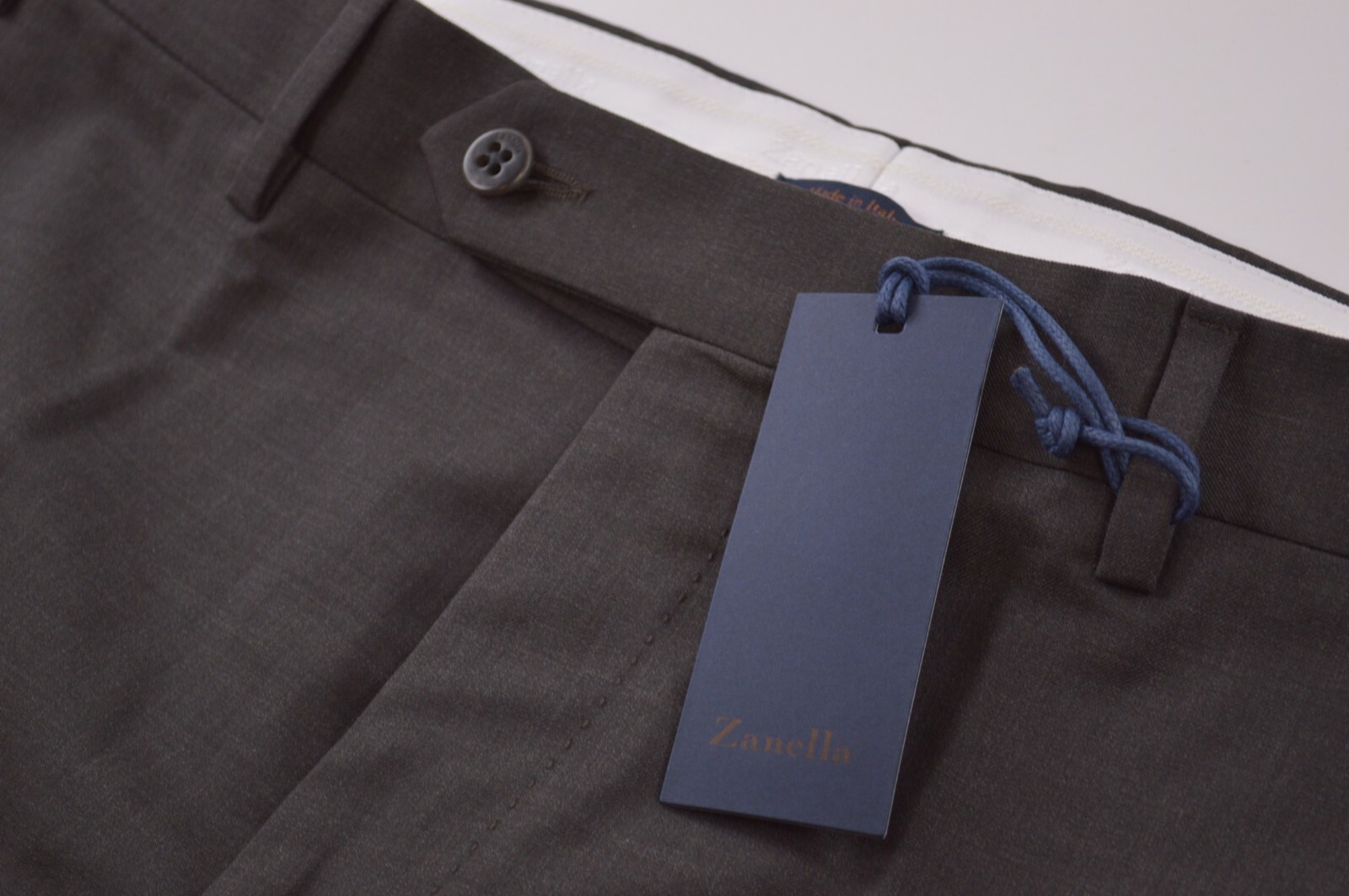 Zanella NWT Dress Pants Size 34 In Solid Dark Brown Wool Devon