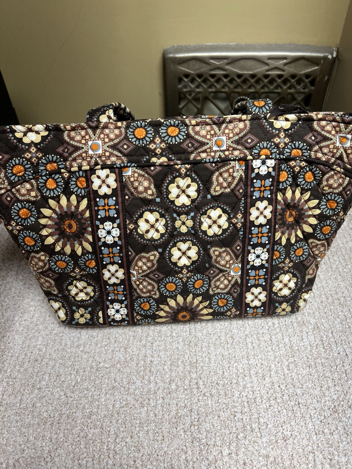 Vera Bradley Canyon Tote Shoulder Bag Brown Floral Quilted Purse Zip Top/Wallet