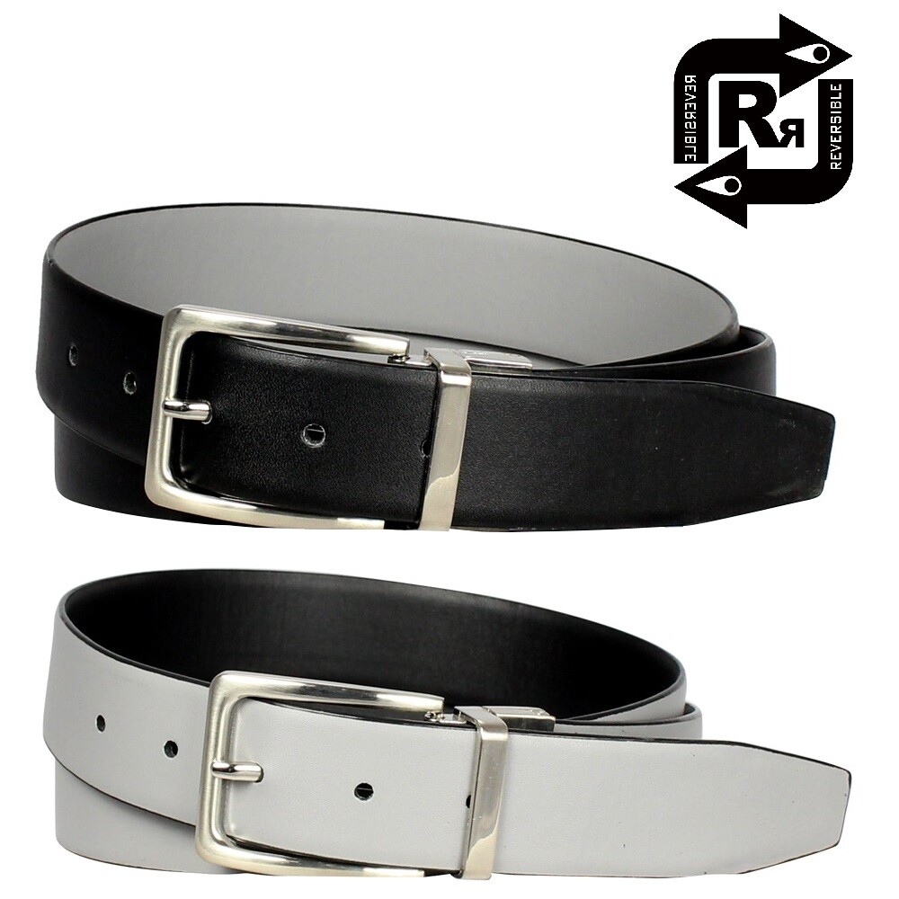 2-Pack: Men’s Genuine Leather Reversible Dress Belts – Assorted Colors