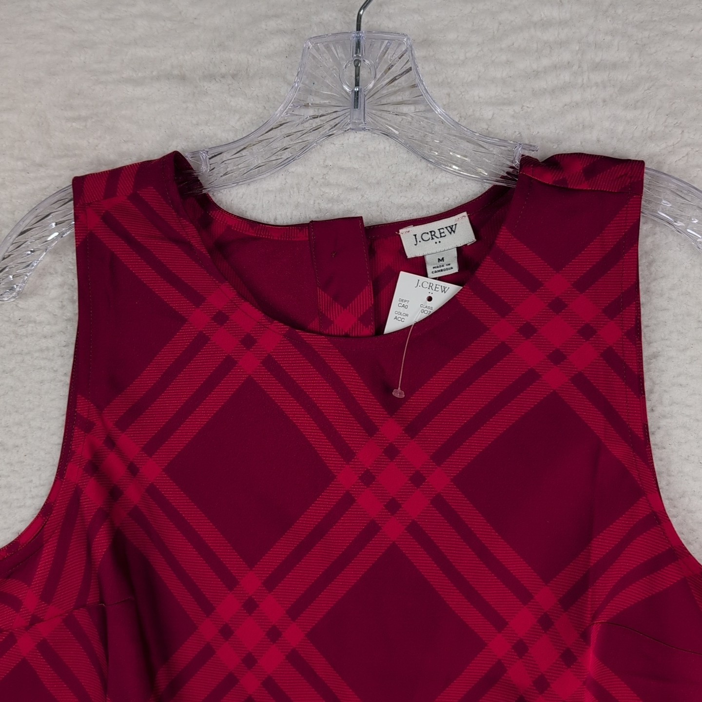 NWT J.Crew Factory Red Plaid sleeveless top CF115 Size Medium