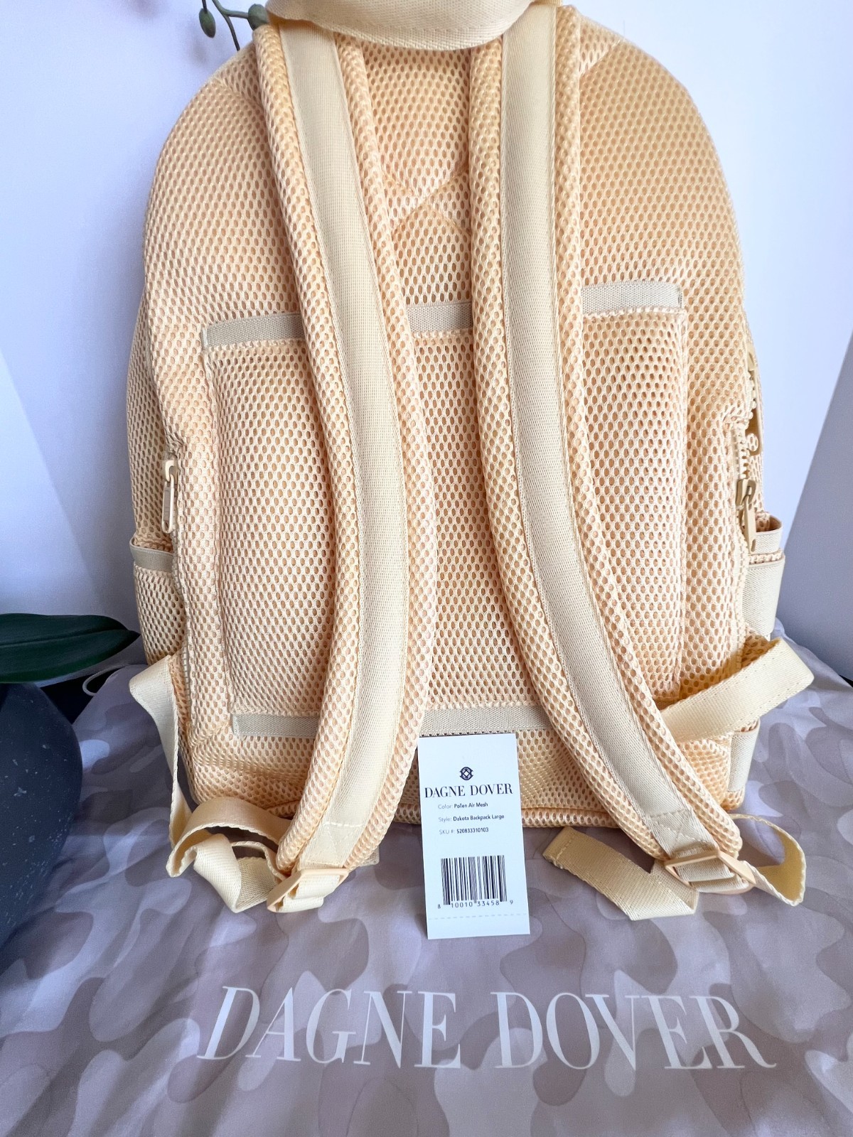 Authentic Brand New Dagne Dover Dakota Air Mesh Large Backpack in Pollen