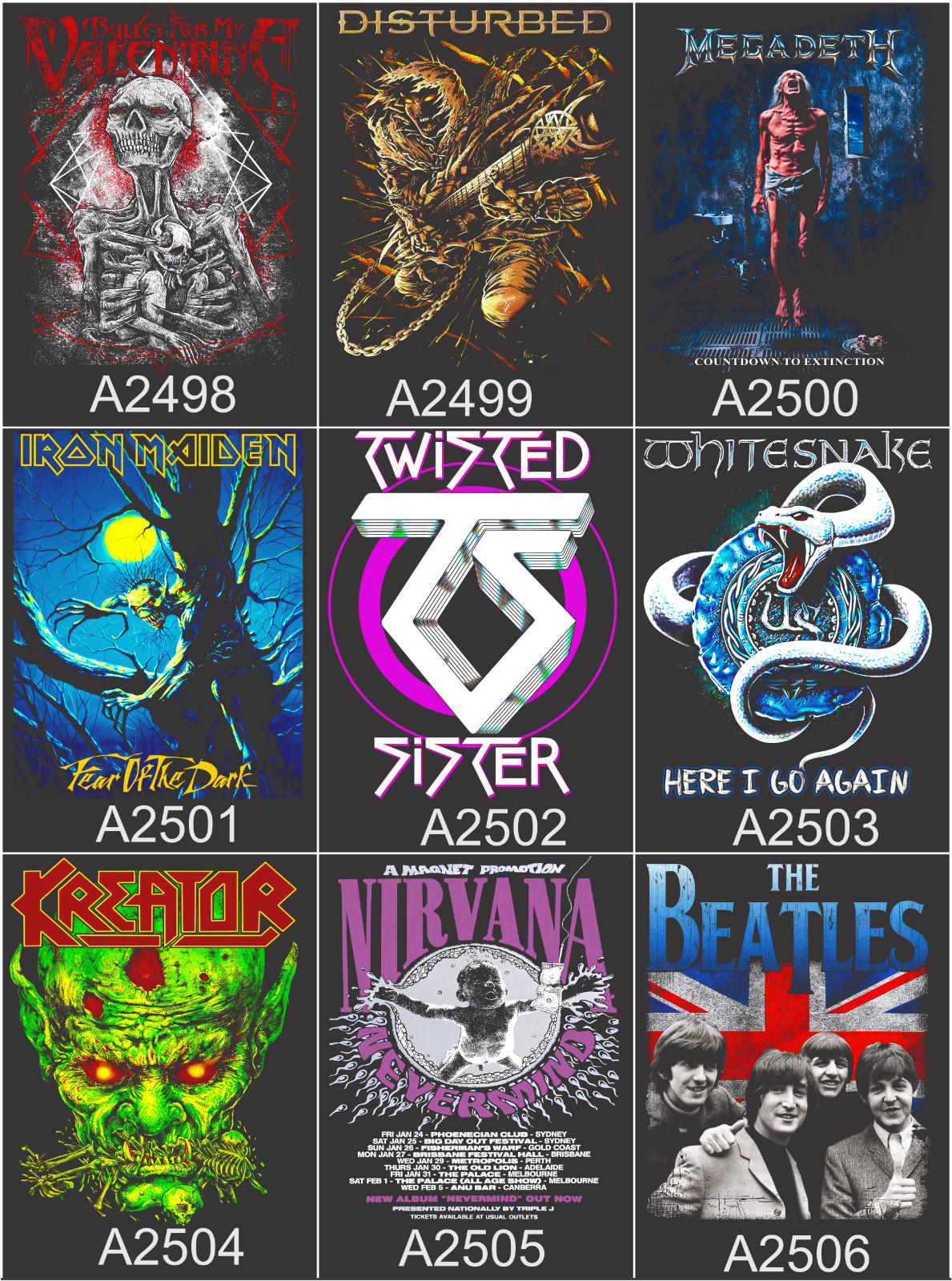 Lot of 3 Mens Rock Band Graphic T-Shirts Music Tee Bundle Concert Tour Shirts