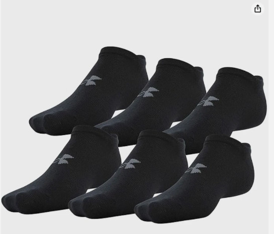Under Armour Men’s Essential Lite No Show Socks, 6-Pairs