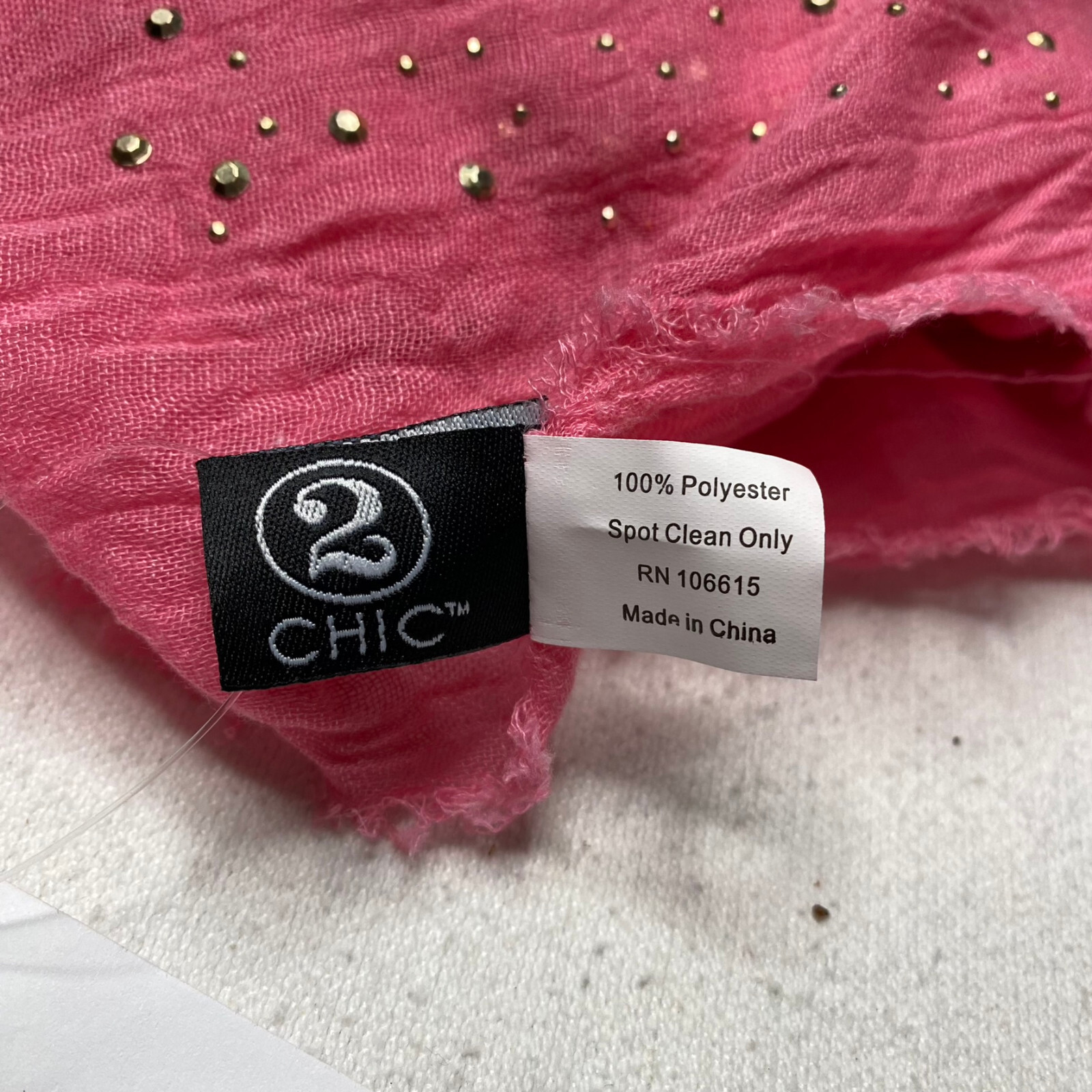 2 Chic Women Scarf Oversized Pink Silver Studded Multifunctional Y2K Revival NEW