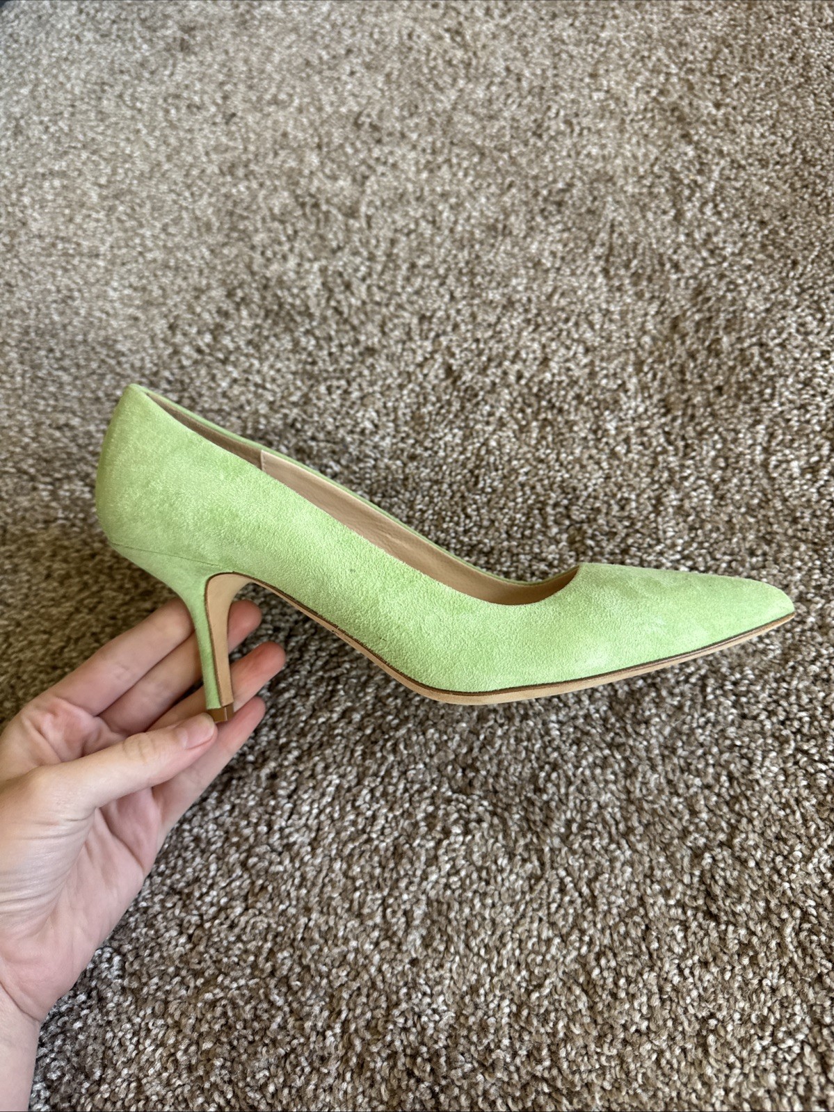 Claudia Ciuti Italy Green Suede Leather Heeled Pumps Shoes Vero Cuoio Size 7.5