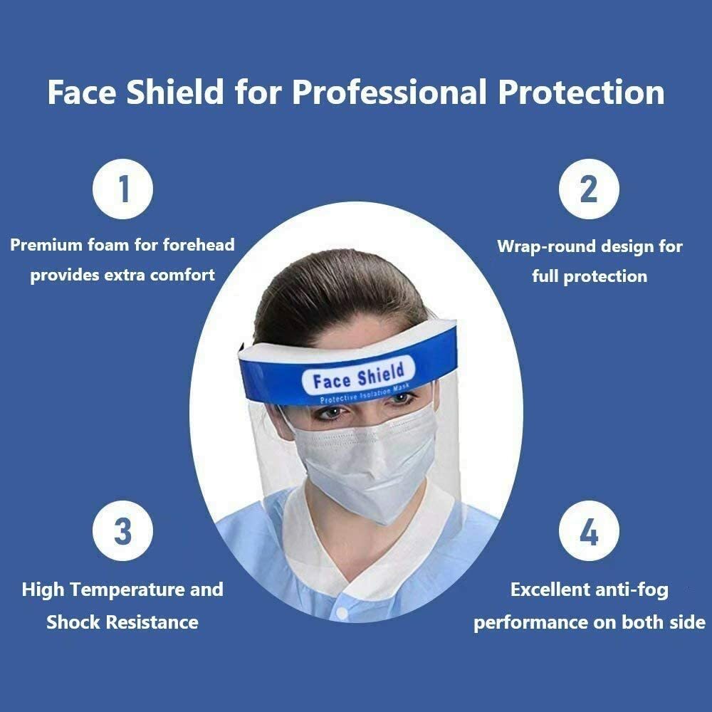 Reusable Washable Clear Full Safety Face Shield Visor Mask Anti Fog Protection