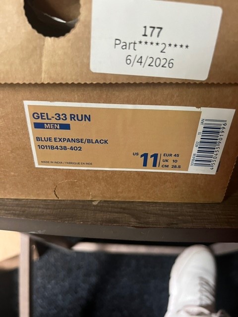 Size 11 – Asics Gel 33 Run Blue / Black