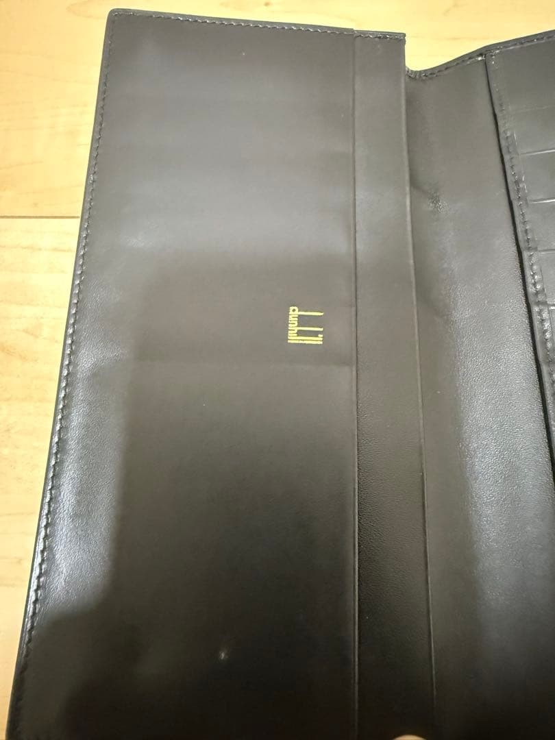 Dunhill Long Wallet Black Leather Men’s Billfold Wallet Used 18.3cm x 9.7cm