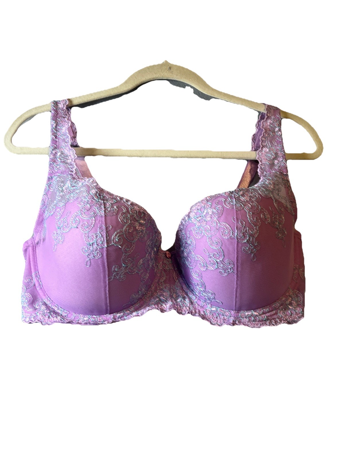 Ambrielle Woman RN 15741 Purple, Teal Lace Cup Underwired T Shirt Bra Size 40 D