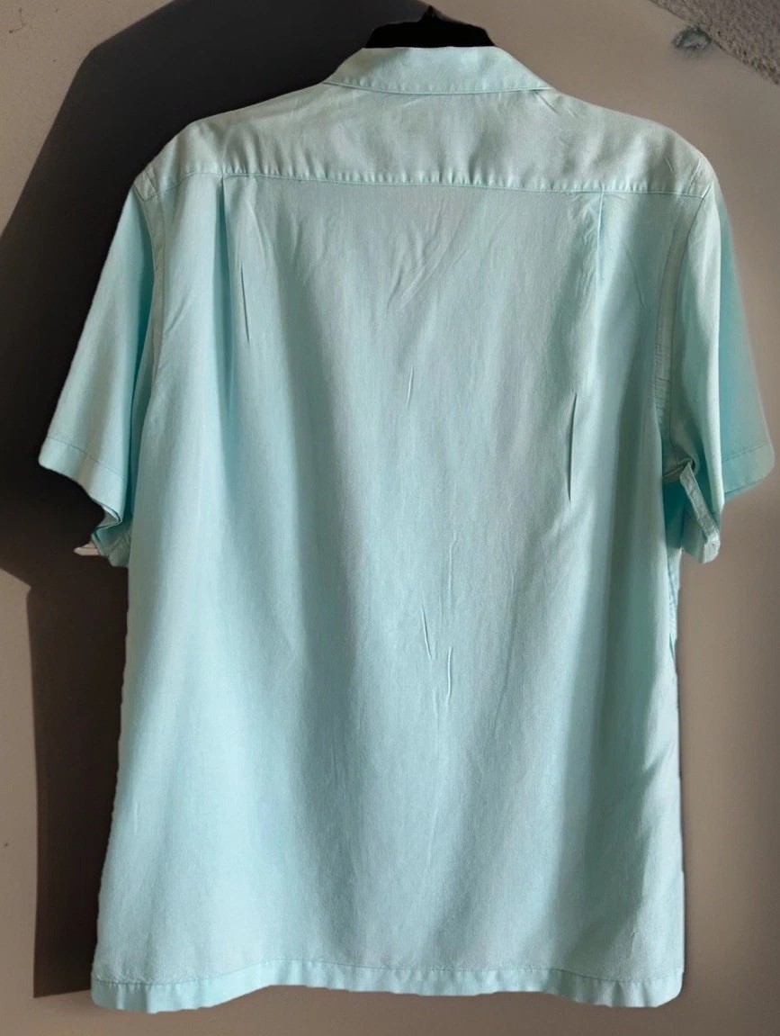 NWT DANIEL CREMIEUX $75 Men’s MD 100% Lyocell S/S Button-Up Shirt, Aqua